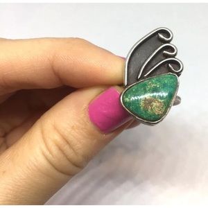 Sterling Silver Green Turquoise Stone Ring Native